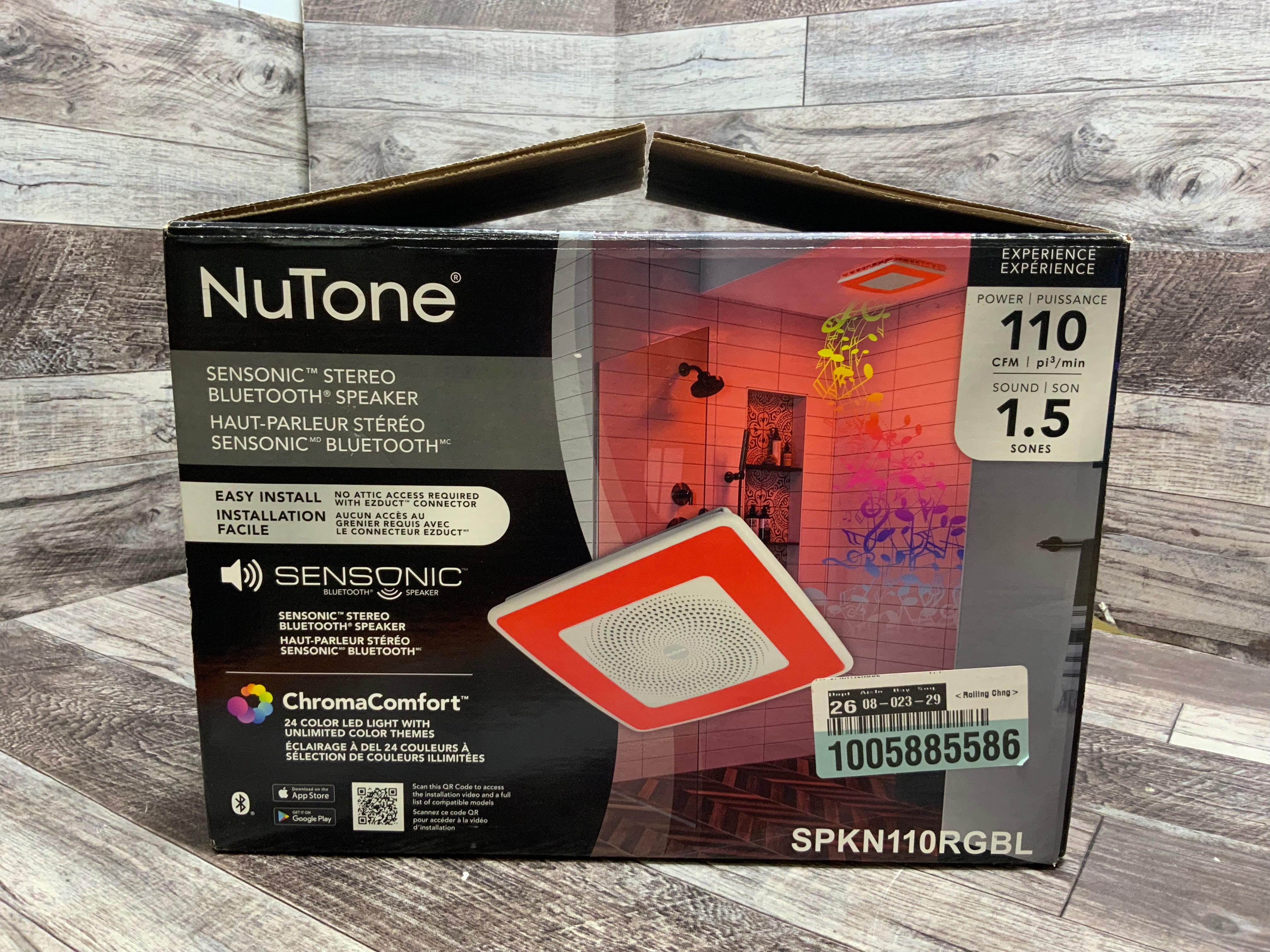 NuTone SPKN110RGBL Chromacomfort Ceiling Bath Fan W/ Sensonic Bluetooth (8131998122222)